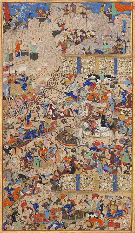 Battle Between Iranians and Turanians", Folio from a Shahnama-Book of Kings